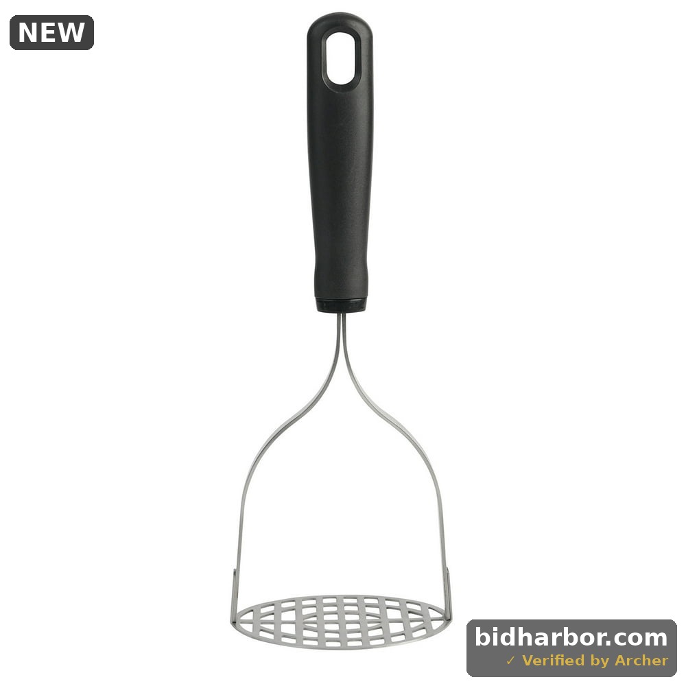 Mainstays 10 Stainless Steel Potato Masher Black