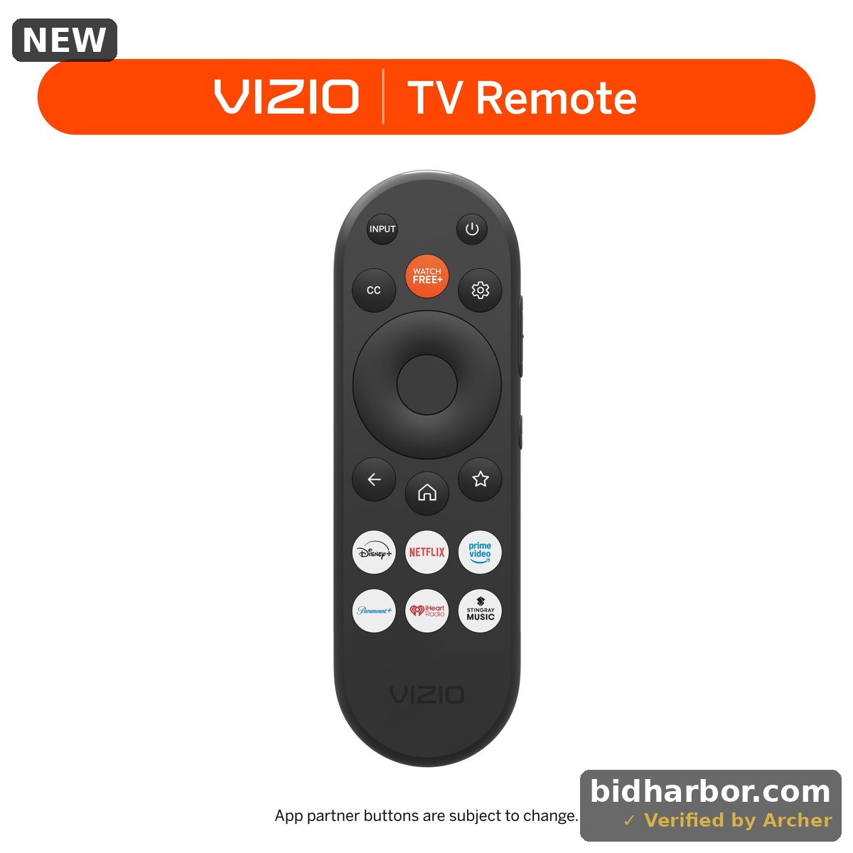 Vizio XRT190R TV Remote Control