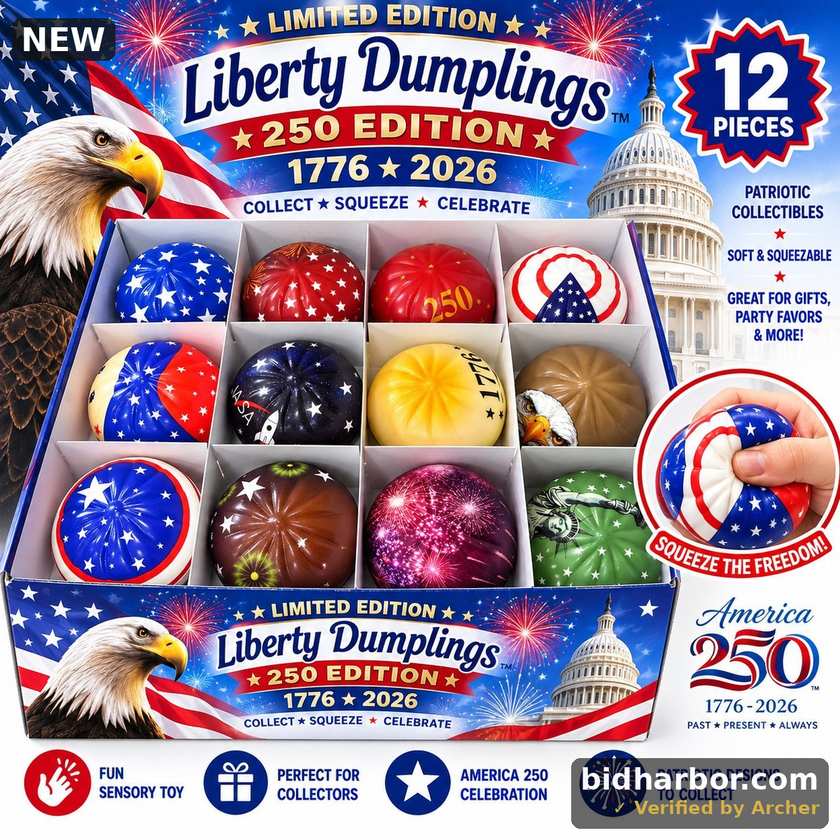 Box of 12 Limited Edition Liberty Dumplings, USA 250th Anniversary 1776–2026 Patriotic Squishy Collectibles