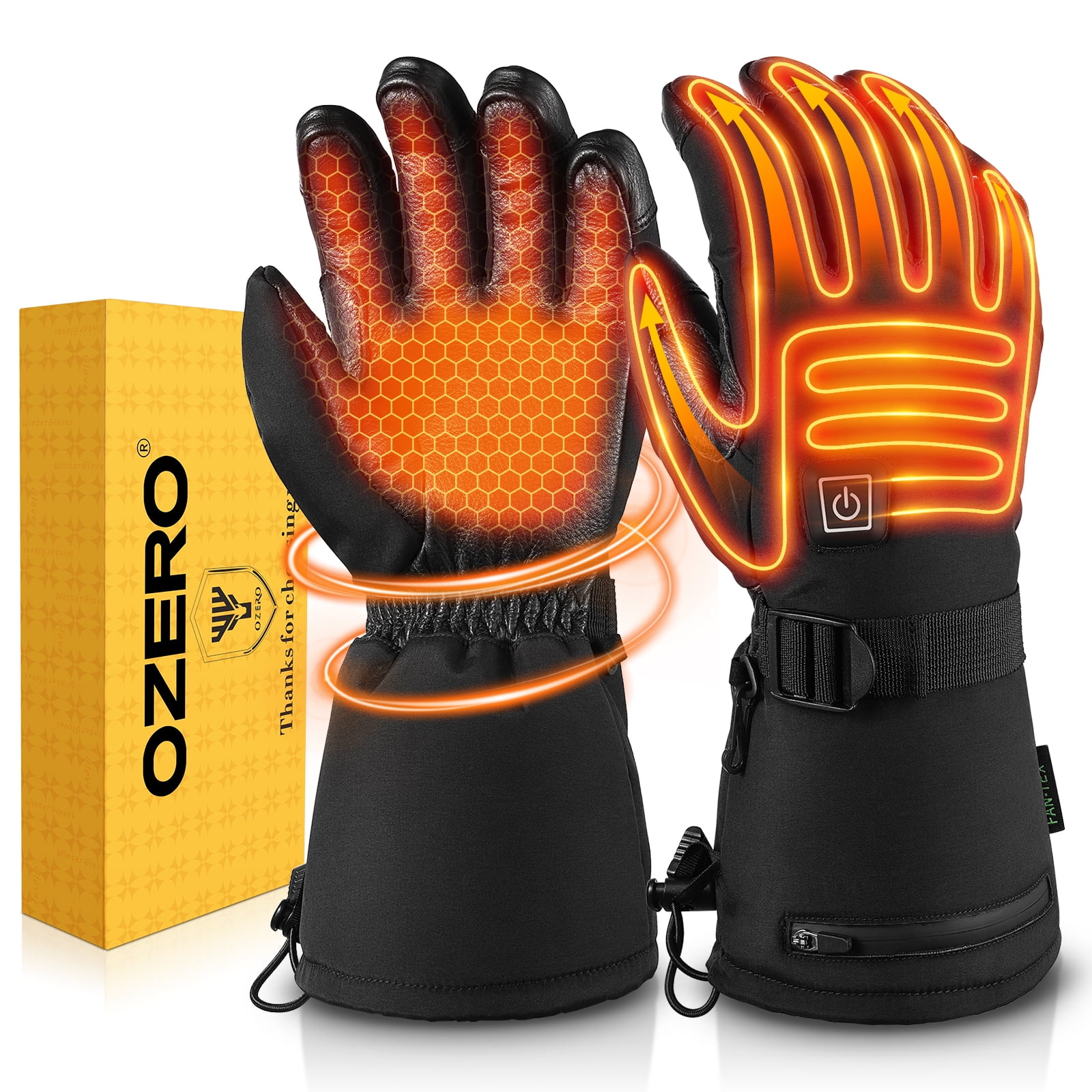 OZERO Heated Gloves Mittens for Men Women: 6000mAh Rechargeable Electric Heating Gloves for Skiing, Hunting, Fishing — Size Medium
