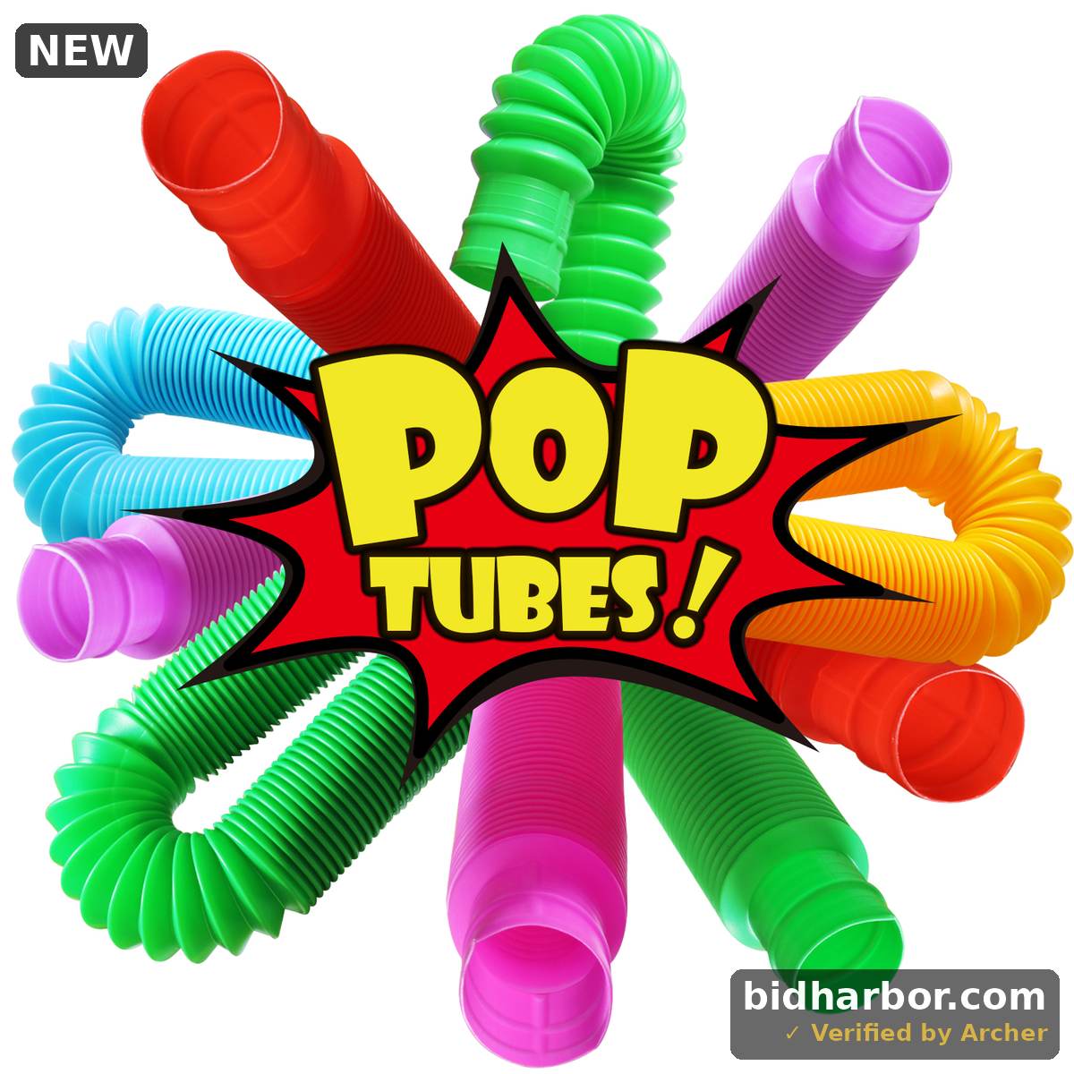 6 Pcs Plastic Pull & Pop Sensory Tubes - Fidget Toy for Stress Relief, Focus & Party Favor