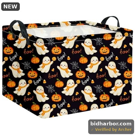 Haomeiliy Rectangular Halloween Basket for Boys and Girls Kids Trick or Treat Pumpkin Basket for Halloween Parties Cute Storage Bin Organizer Box Room
