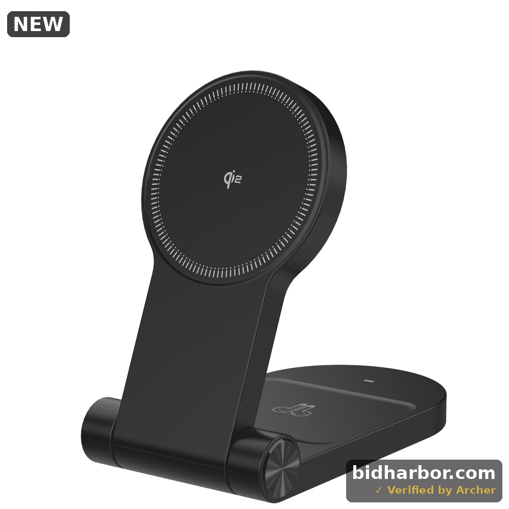 onn 2-in-1 Qi2.0 Wireless Charging Stand Qi Certified Fast Charging Black