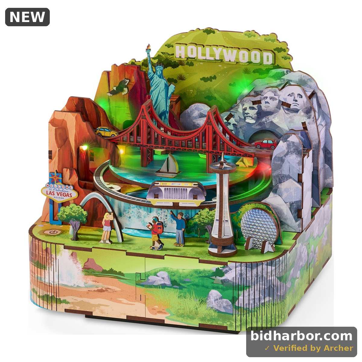 Arkitec 115-Piece US Landmarks Miniscape 3D Build Wooden Puzzle
