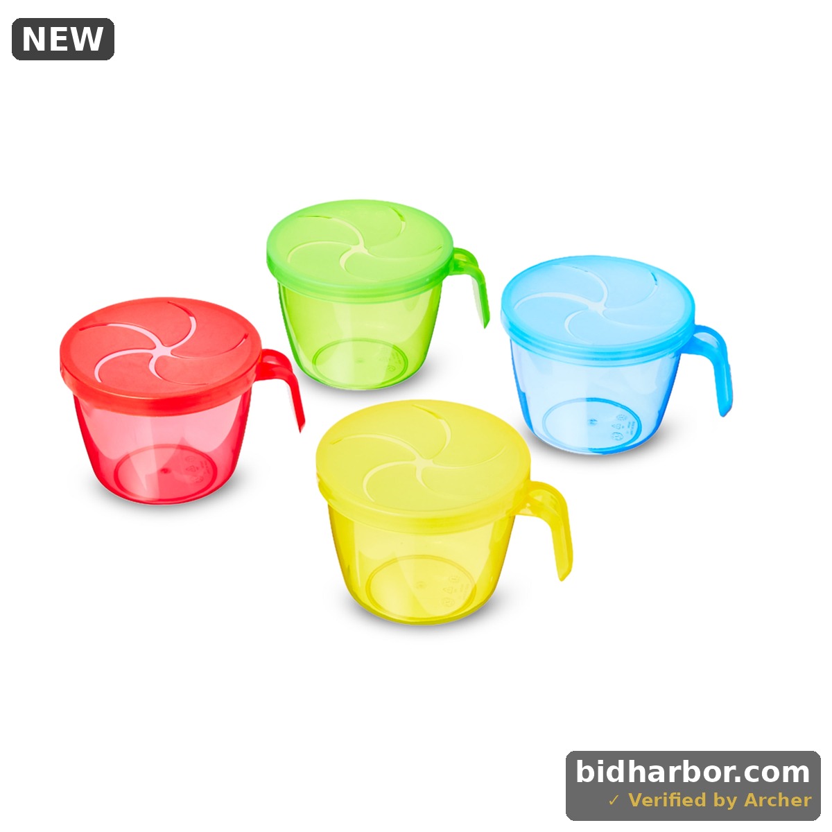 Parent S Choice BPA-Free Plastic Snack Cups with Handle Multi-Color 4 Count