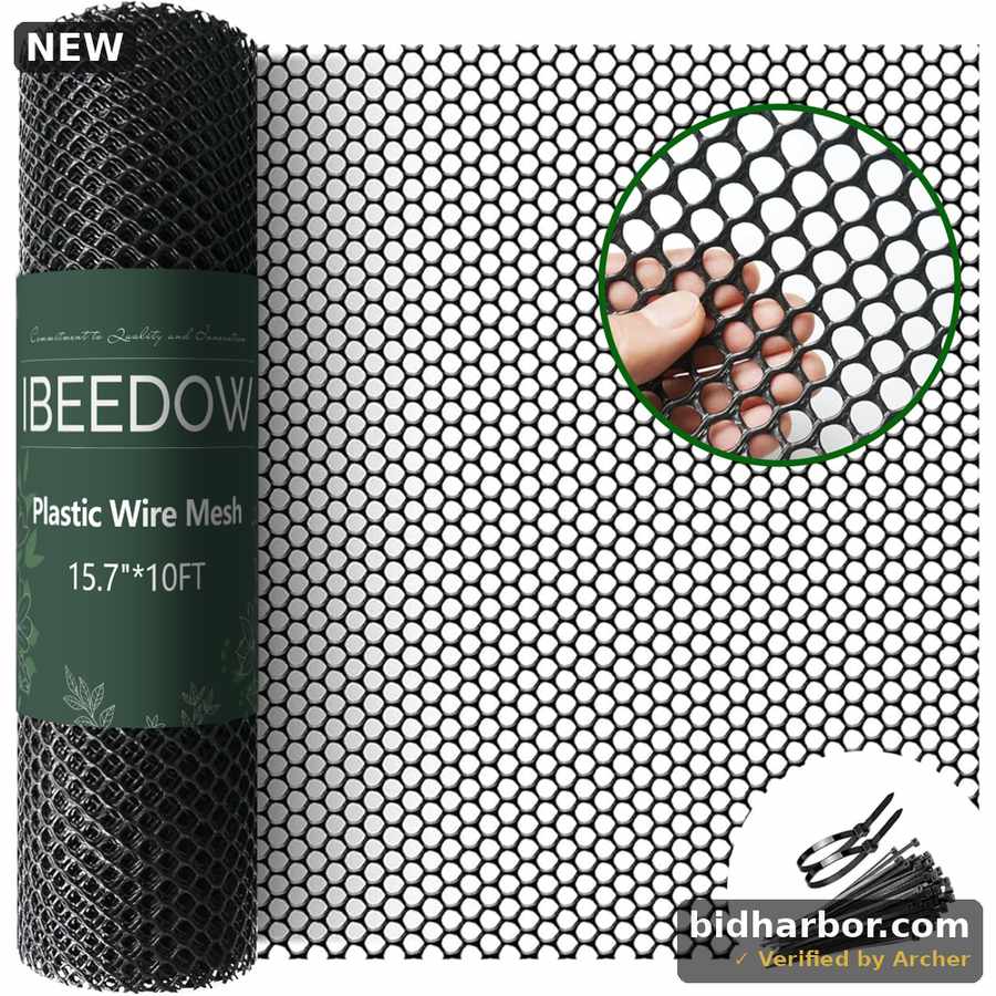 IBEEDOW Black Plastic Garden Mesh, 15.7 in. x 10 ft.
