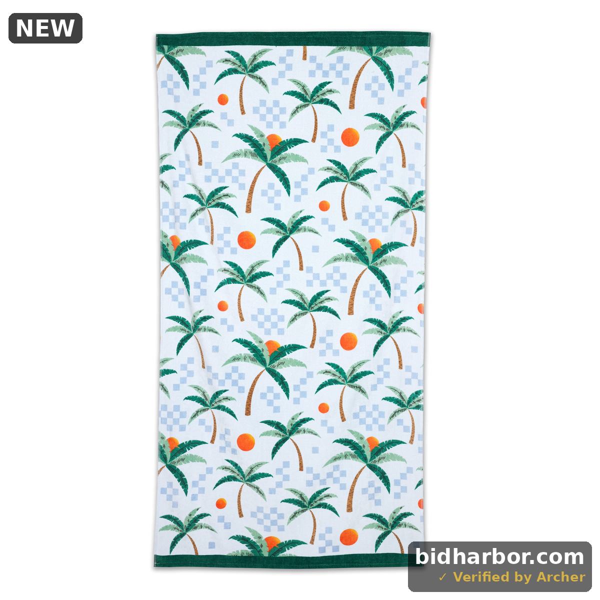 Mainstays Oversized Palm Check Beach Towel Cotton Blend 36 X 72 in