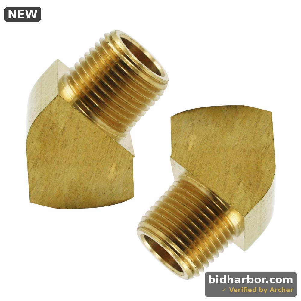 Legines 45 Degree Street Elbow 1/4 NPT Male X 1/4 NPT Female Brass Pipe Fitting