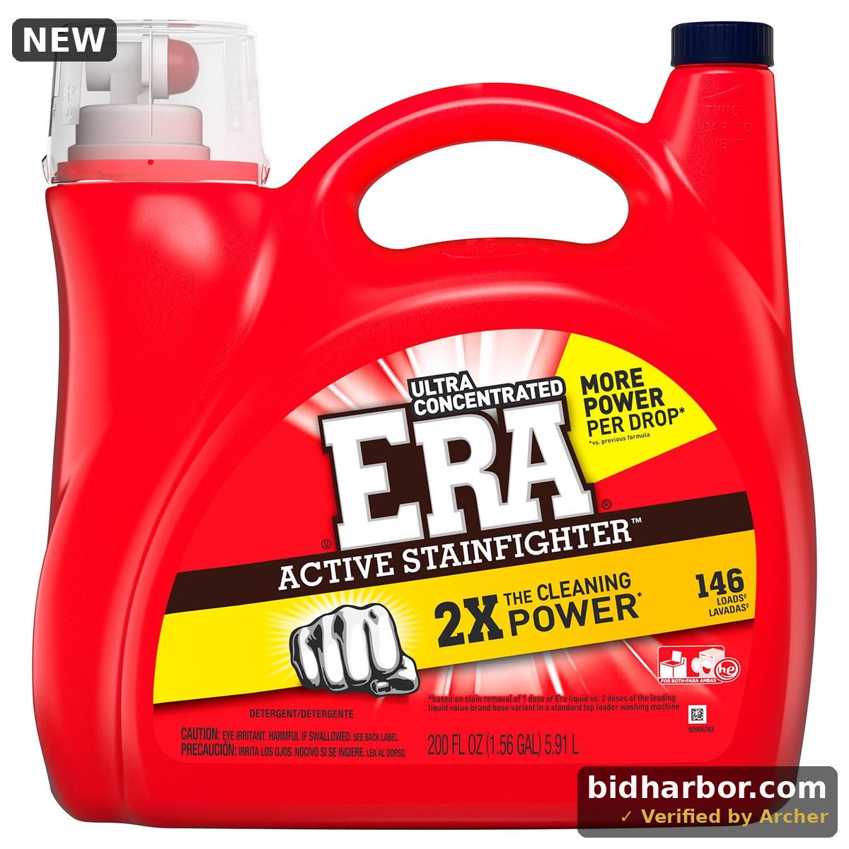 Era 2x Ultra Active Stainfighter Formula Regular Liquid Detergent, 200 Ounce, 146 Loads