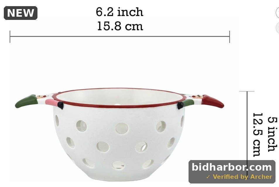 Bico Mushroom Gnome Hand-Painted Stoneware Berry Basket Colander, Dishwasher Safe