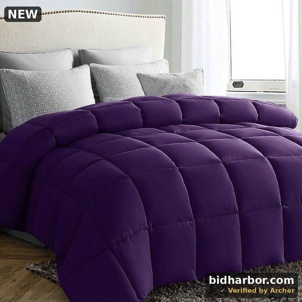JUSTLET Luxury Solid Down Alternative Machine Washable Purple Comforters, Twin