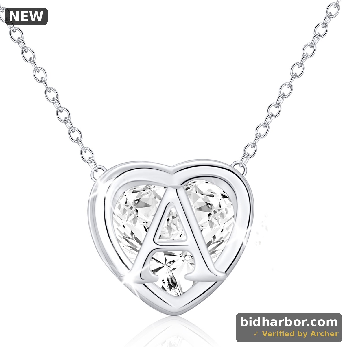 APSVO 18K White Gold Plated Love Heart Initial Necklaces for Women Girls CZ S925 Sterling Silver Letter B Pendant Chain Graduation Wedding Birthday Je