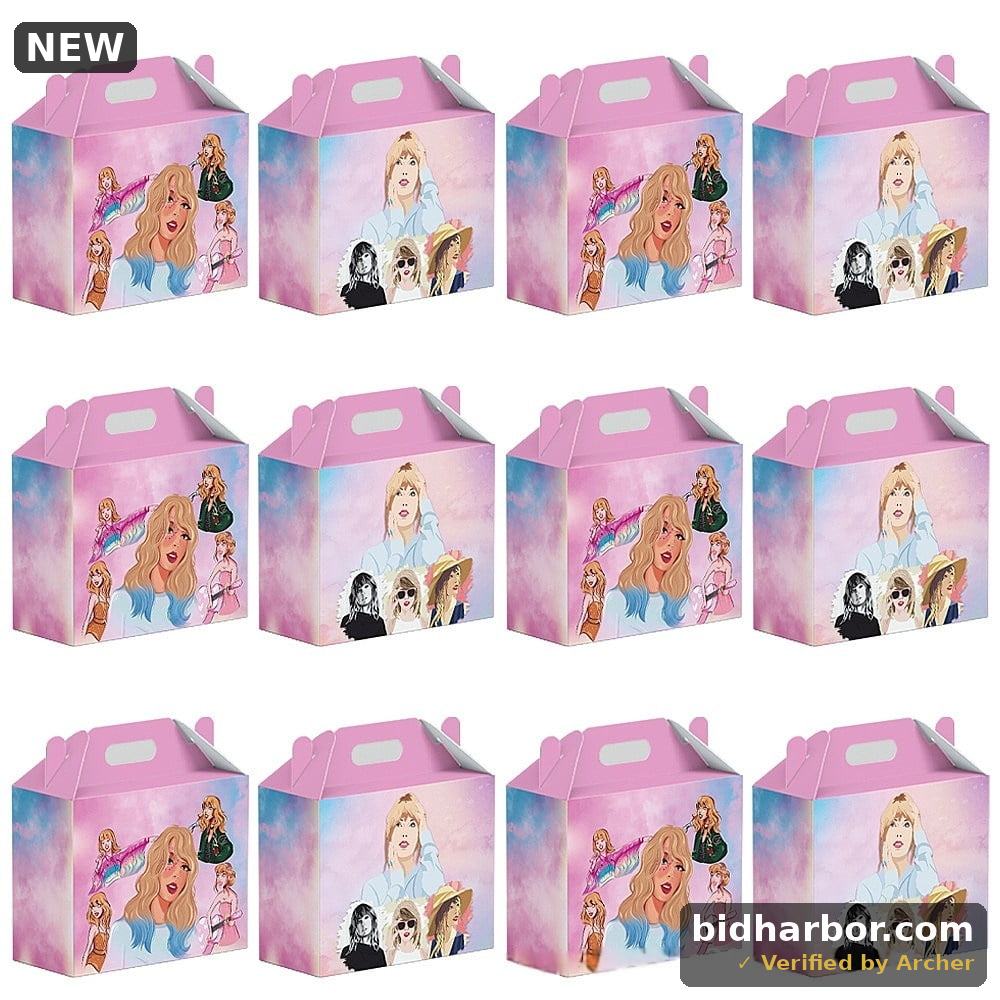 Anime Party Favor Boxes - 12 Pcs Party Favor Candy Boxes for Anime Theme Birthday Party Supplies Decor,Girls Kids Birthday Game Party Kraft Paper Gift Bag Decorations