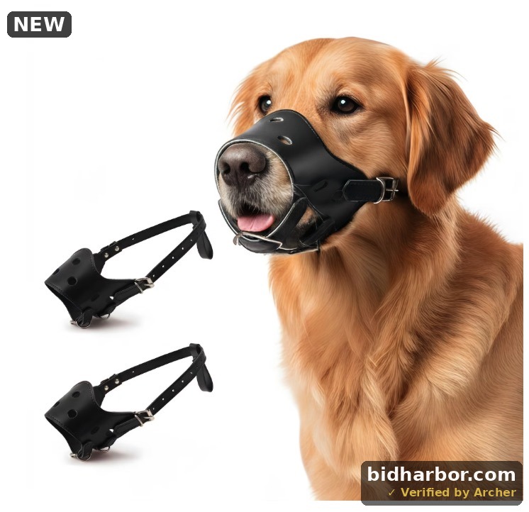 Dog Muzzle 2 Pcs Adjustable Soft PU Mouth Guard for Medium Dogs Breathable & Wear-Resistant for Training Grooming and Walks