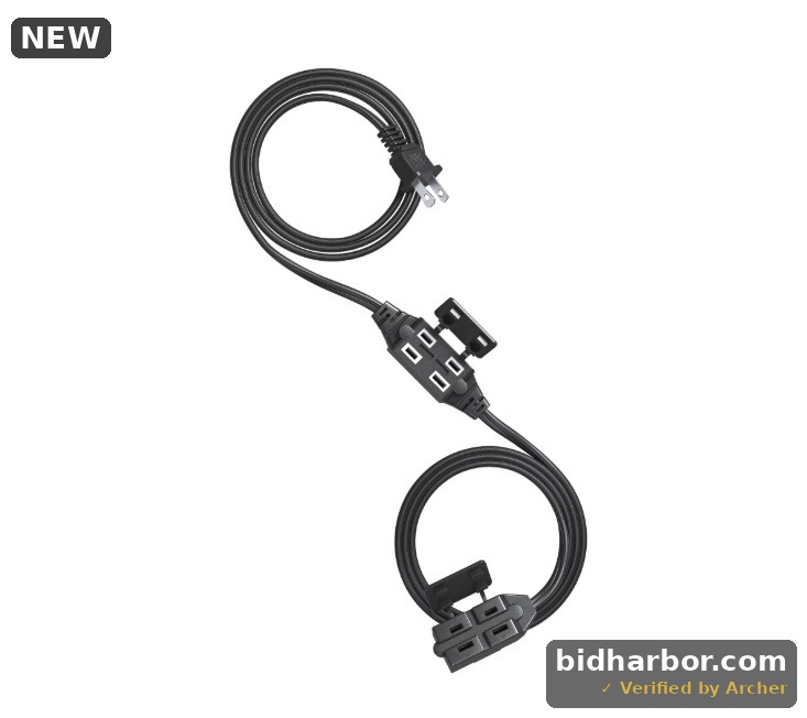 DEWENWILS 6 Ft 2 Prong Indoor Extension Cord with 6 Outlets 16AWG Black