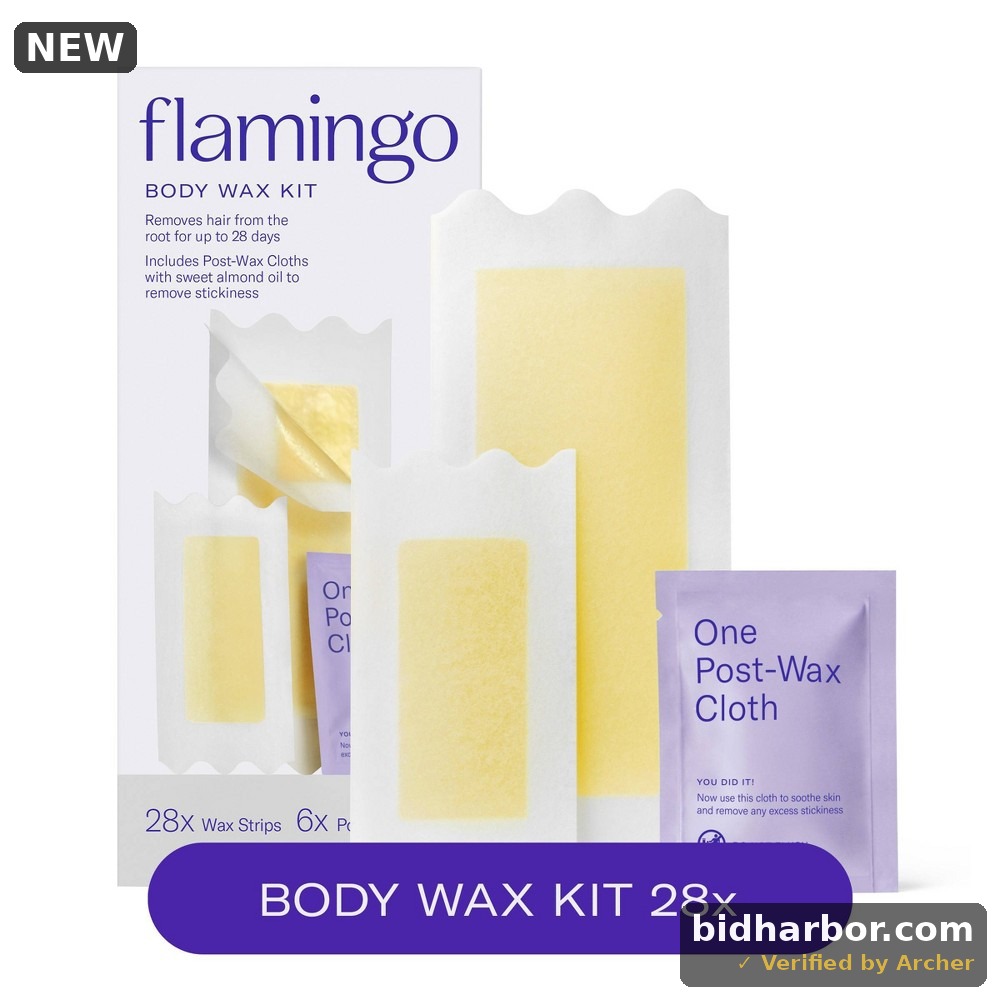 Flamingo Women's Body Wax Kit with 28 Gel-Wax Strips and 6 Post-Wax Cloths