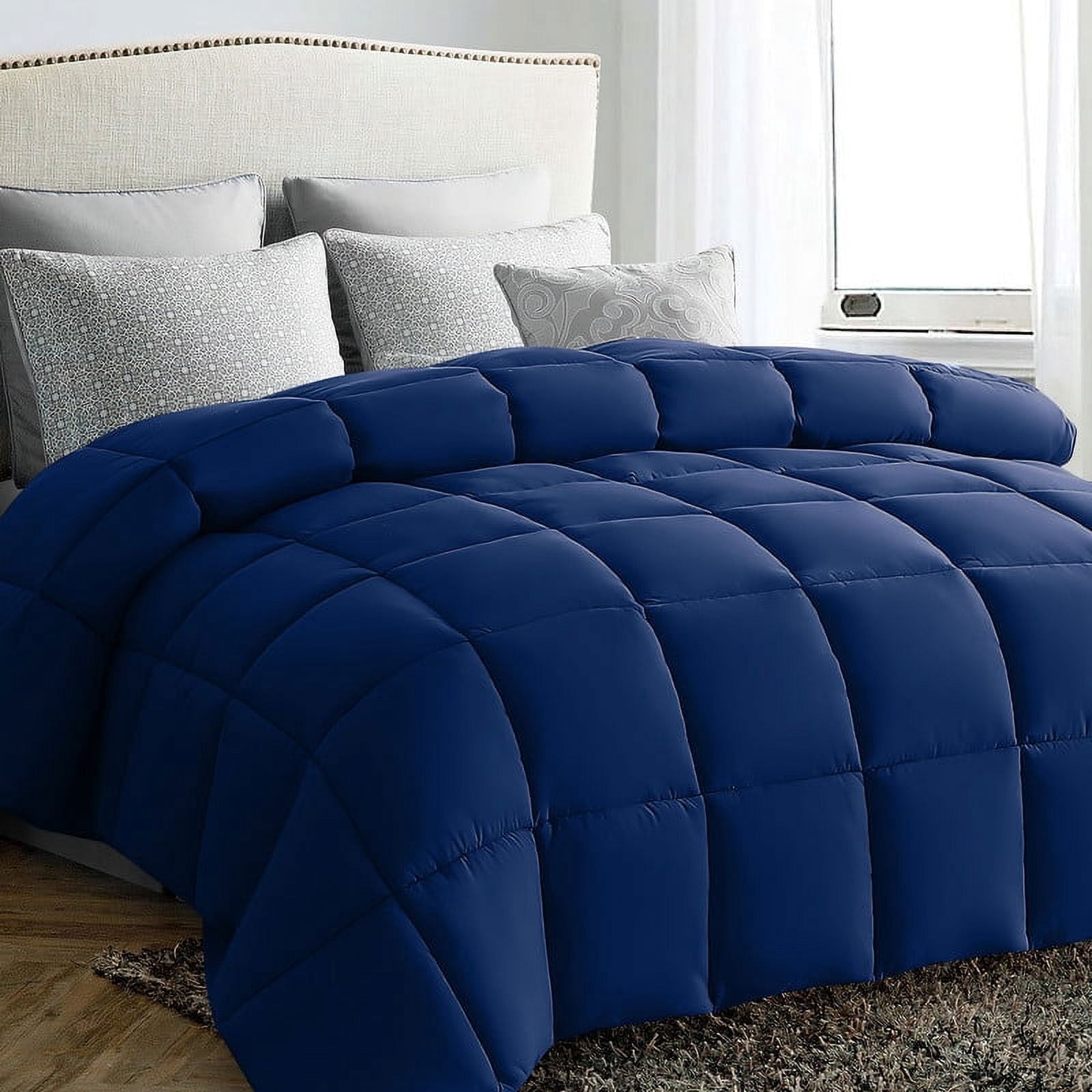 Justlet Luxury Solid Down Alternative Machine Washable Navy Comforters Twin