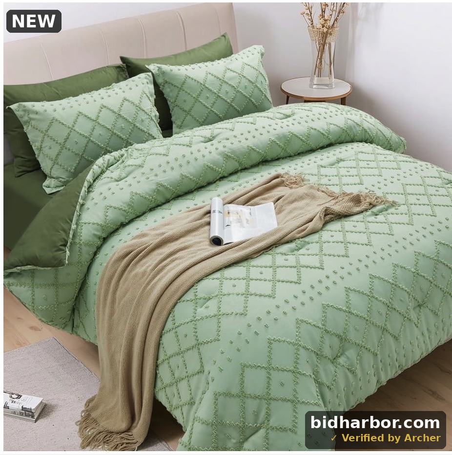 JUSTLET 3 Pieces King Size Comforter Set, Bed in a Bag, Machine Washable Bedding Set, Sage Green