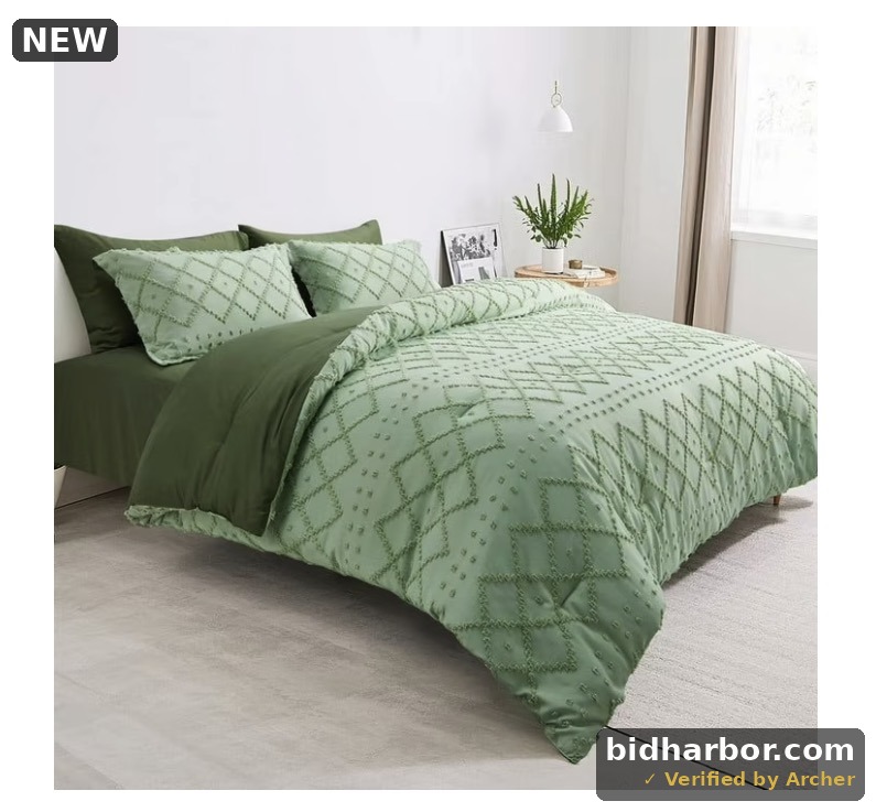 JUSTLET Comforter Set 7 Pieces Bed in a Bag, Sage Green Reversible Tufted Bedding Set with Comforter, Fitted Sheet, Flat Sheet, Pillow Shams, Pillowcases, King