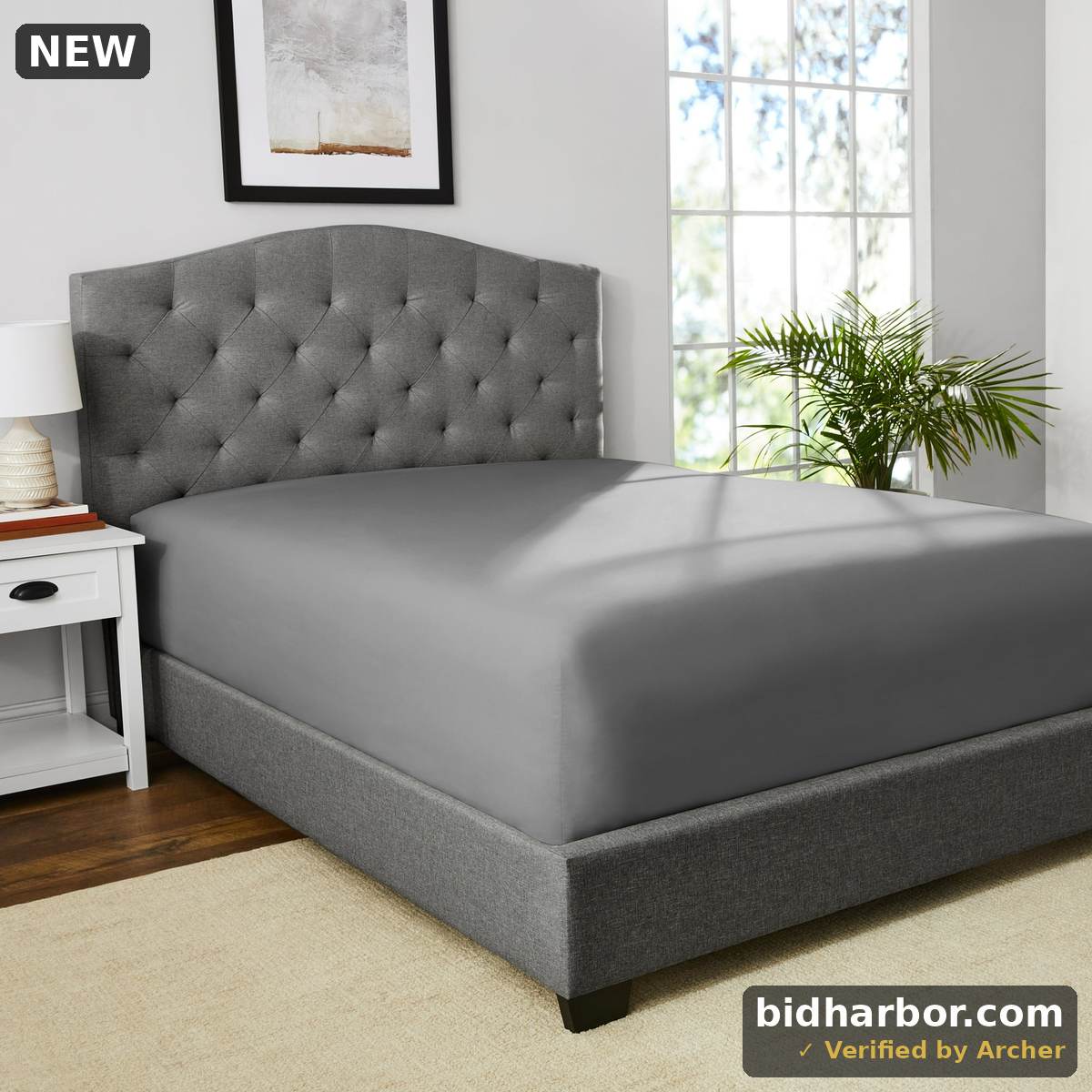 Mainstays Easy Care 300 Thread Count CVC Cotton Blend Fitted Sheet, Soothing Gray, Twin/Twin XL