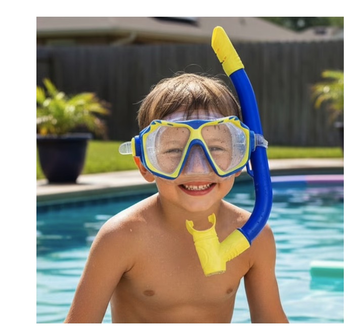 Dolfino Aqua Youth Mask and Snorkel Set, Ages 6+, Blue and Yellow