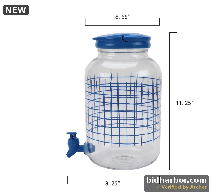 Mainstays Blue Checker Acrylic Beverage Dispenser, 4.54 L, 1 Pack