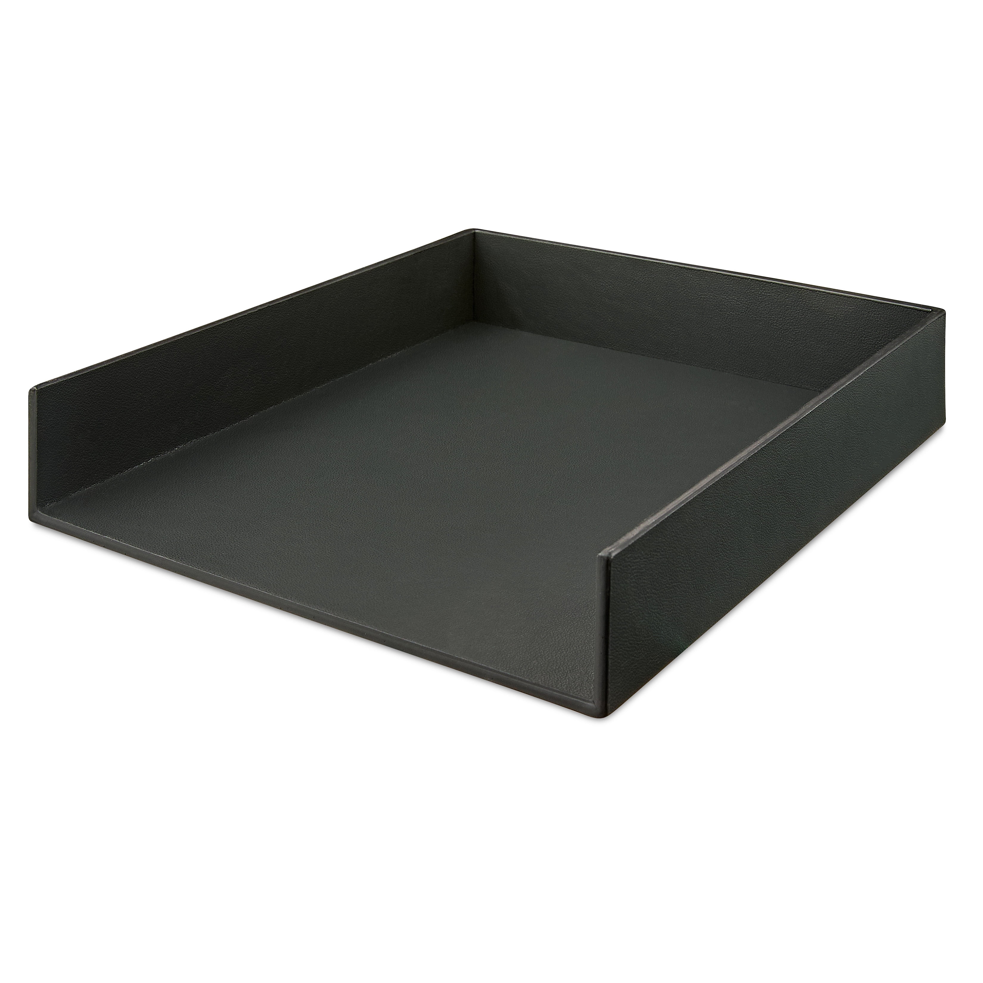 Pen+Gear Simulated Leather Letter Tray 10 in X 12 in X 2 in Rich Black