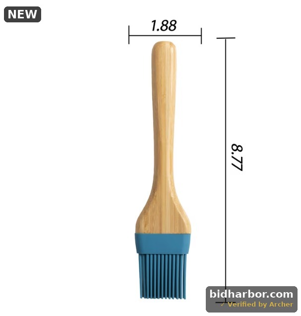 Mainstays Silicone Basting Brush with Bamboo Handle, 8.77 x 1.88 x 0.59 in, Blue