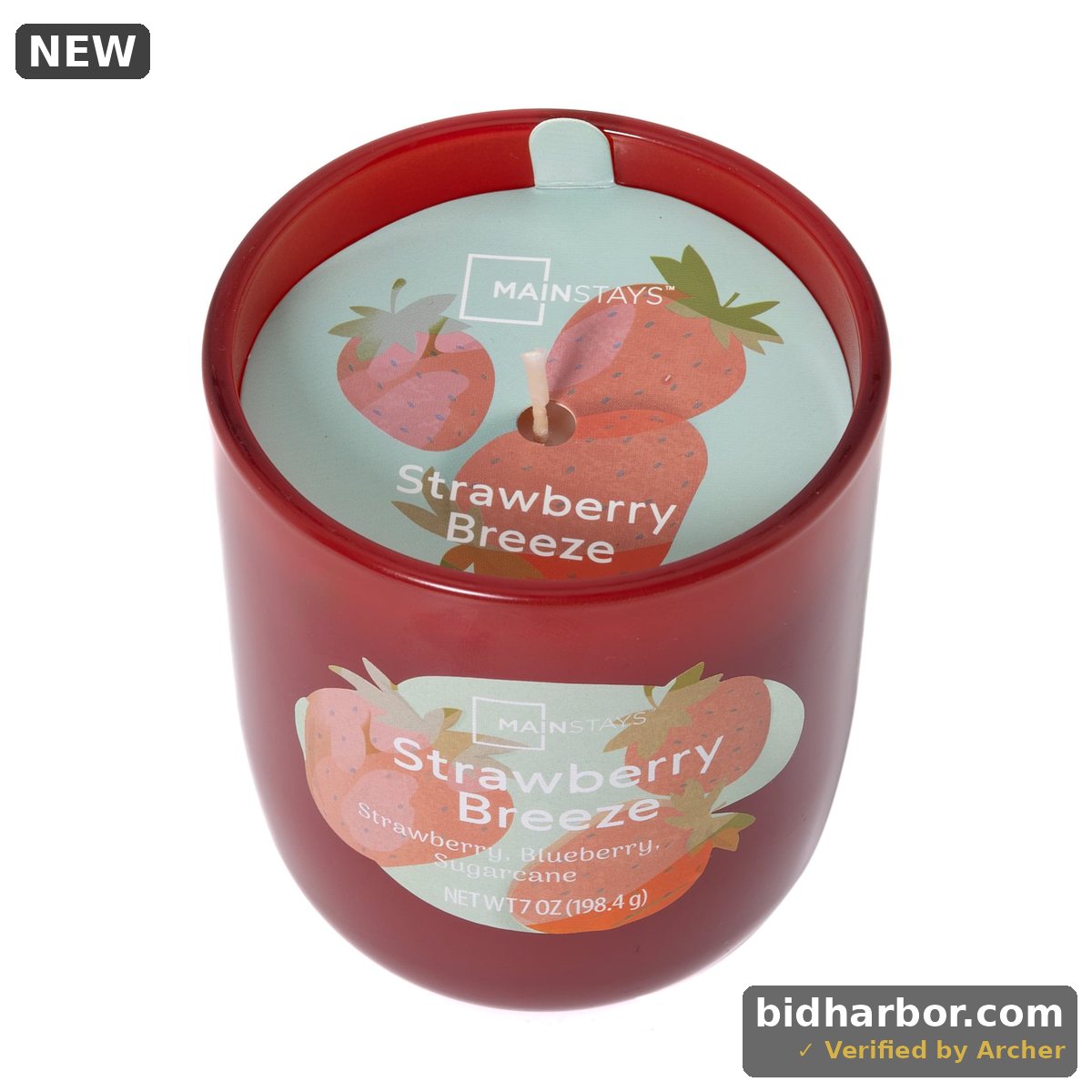 Mainstays 1-Wick Glossy Glass Candle Strawberry Breeze 7 Oz