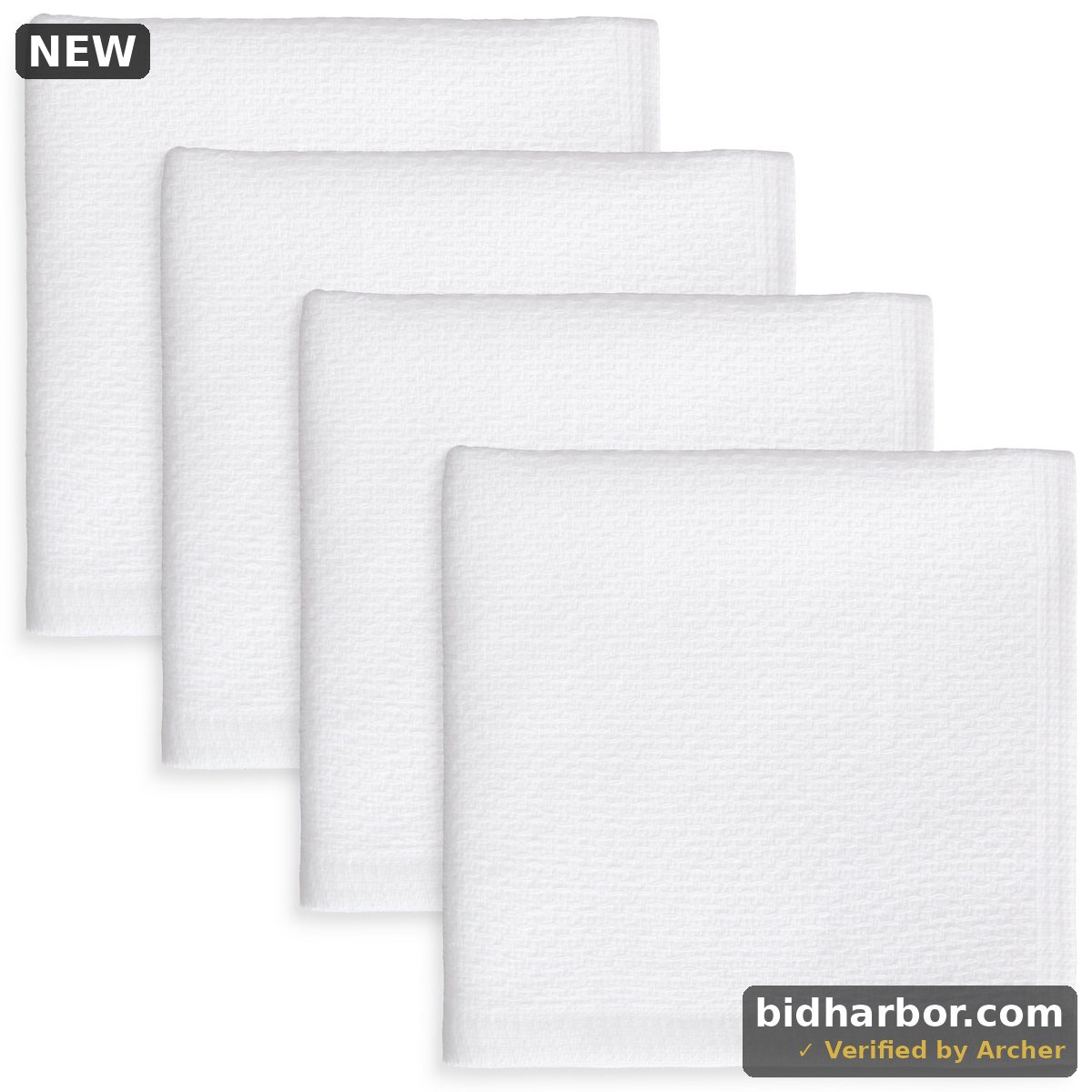 JVS Export Mainstays 100% Dual-Sided Cotton Dishcloths 4 Pieces 12 In X 12 In White