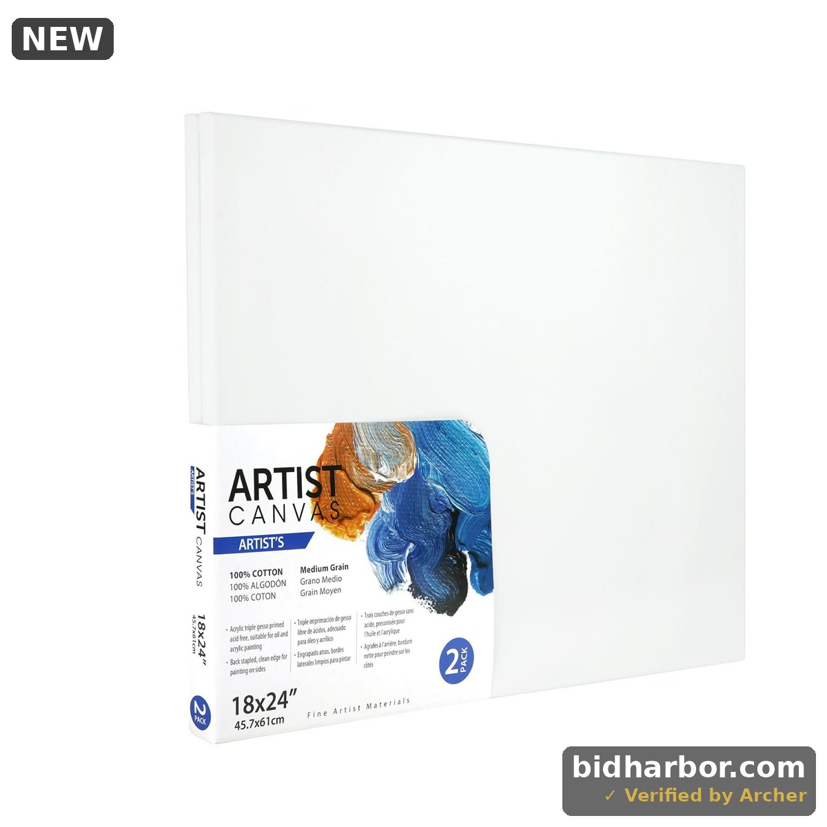 Jiangsu Phoenix Art Artist Stretched Canvas 100% Cotton Acid Free White Canvas 18 X24 2 Pieces Deluxe Canvas Ideal For Students Educators Artists And Professionals
