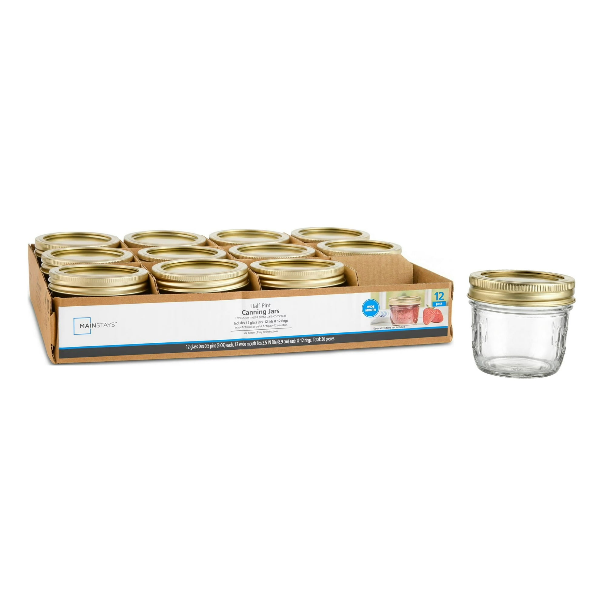 Mainstays 8-oz Clear Glass Wide-Mouth Canning Jars