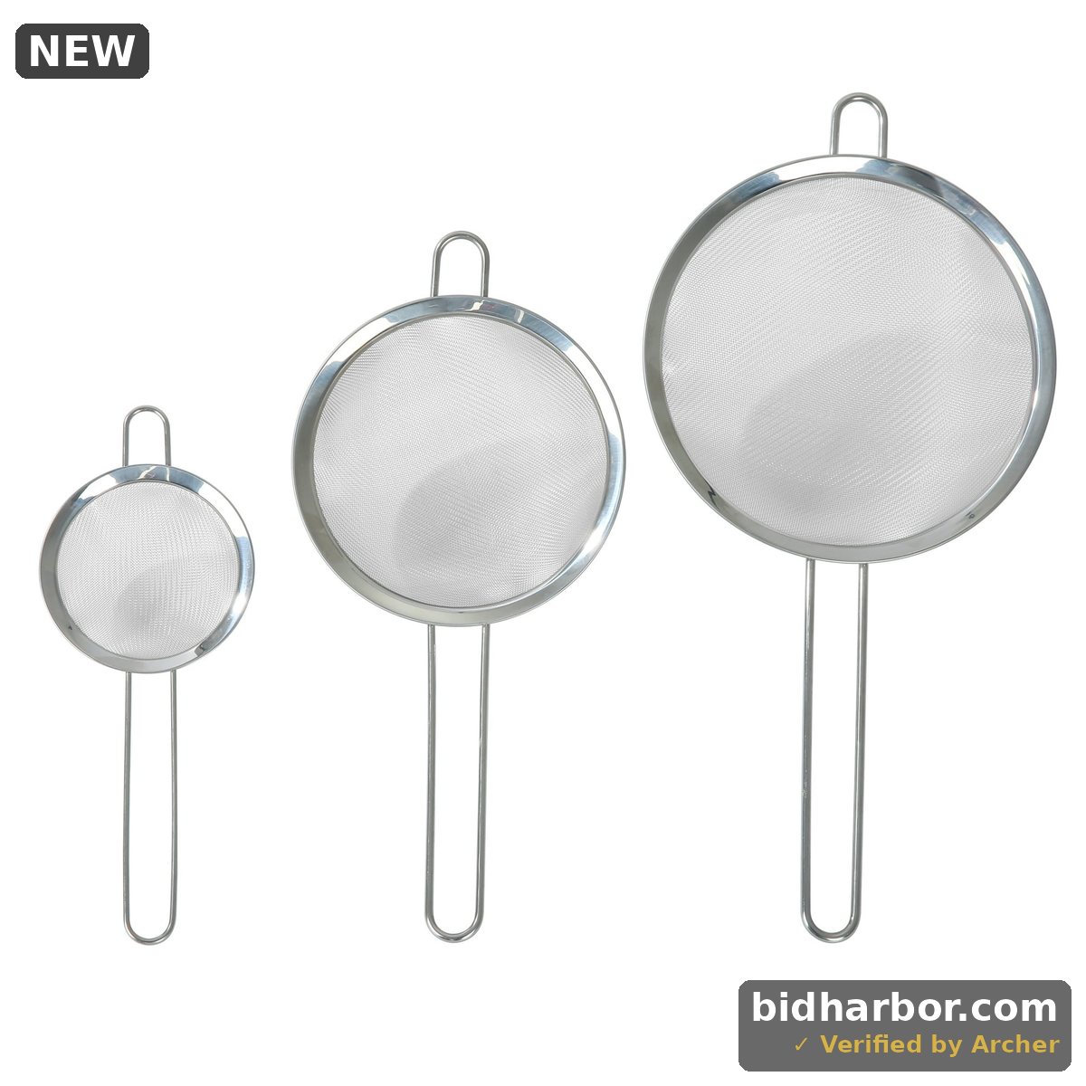 Mainstays 3-Pack Stainless Steel Fine Mesh Strainers 4 In 6 In 8 In Silver