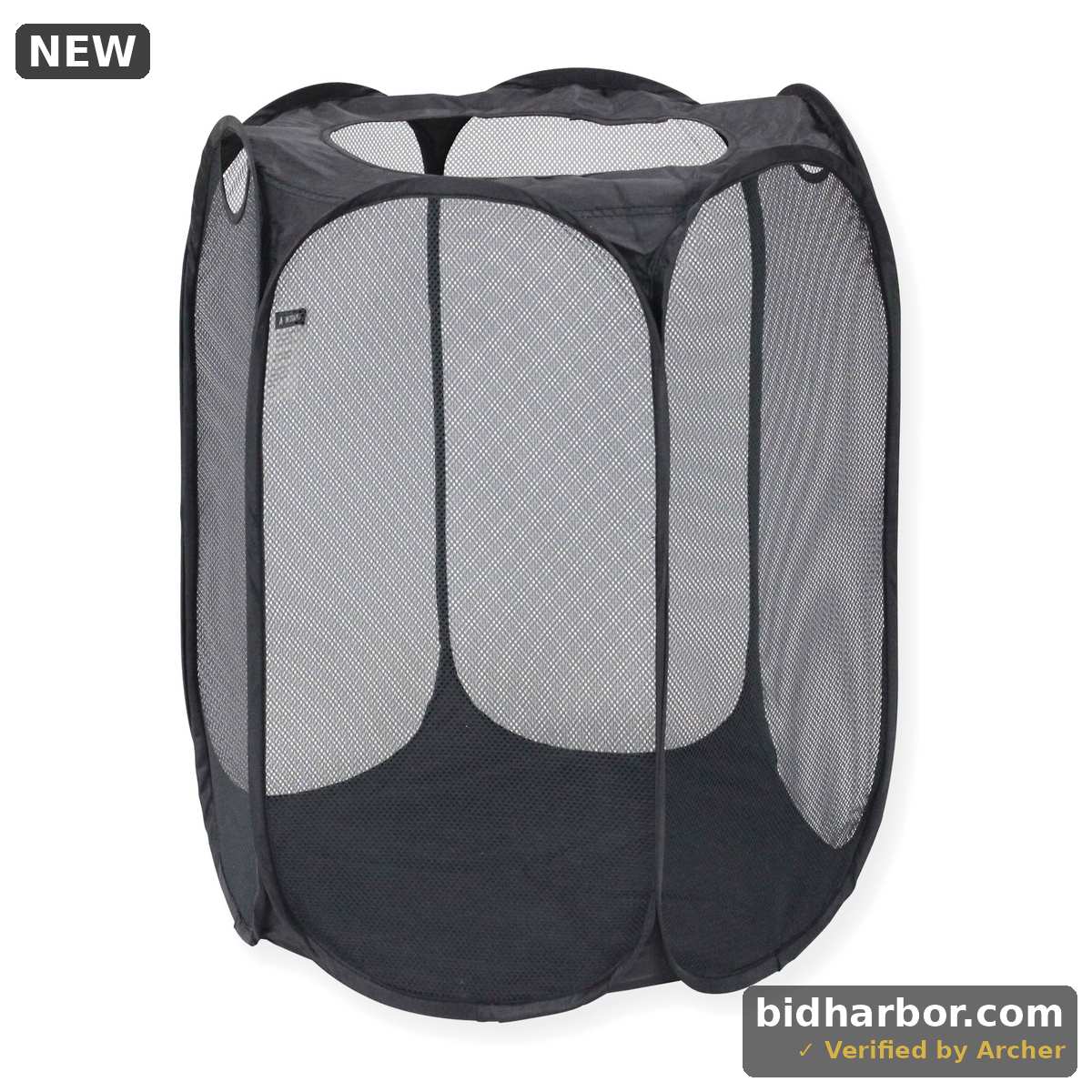 Mainstays Black Pop-Up Hexagon Mesh Laundry Hamper With Heavy Duty Handles