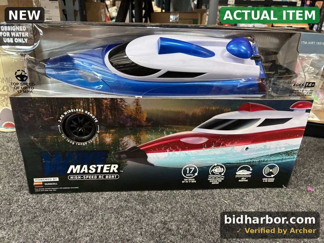 Wave Master High Speed RC Boat 17 MPH, 2.4GHz Remote Control Boat, Water Cooled Motor, Self-Righting Hull, Rechargeable Battery, Ready to Run -RED