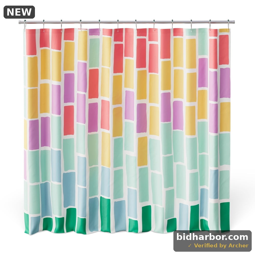 Mainstays Kids Fabric Shower Curtain with Hooks Set Geo