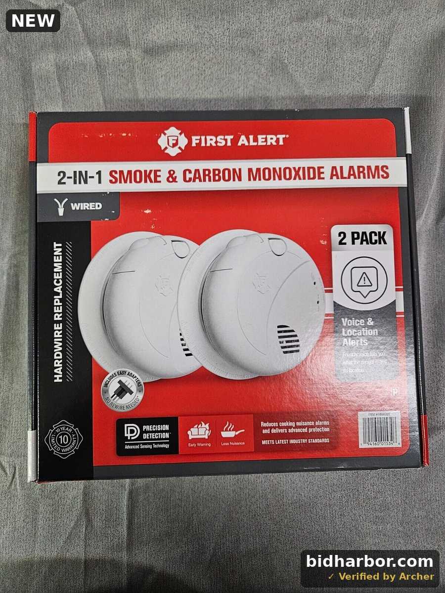 First Alert Hardwired Smoke and Carbon Monoxide Alarms with Voice Alerts, 2-Pack