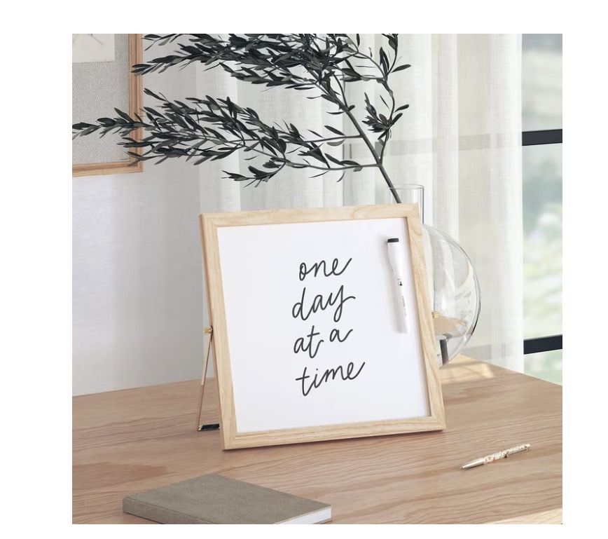 ‎U Brands U Magnetic Desktop Dry-Erase Easel Board, 12" X 12", White, Wood Frame