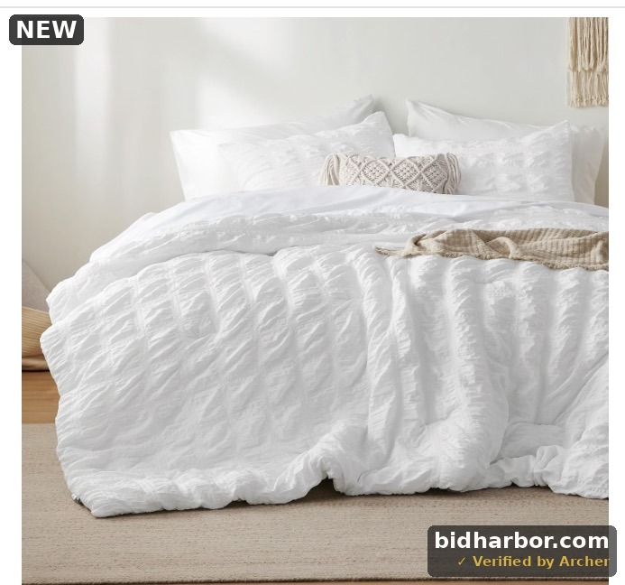 Justlet JU-PPS7JT-07 Queen Seersucker Comforter Set With Sheets White Bed In A Bag 7-Pieces