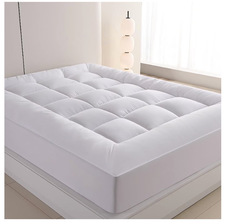 JUSTLET Quilted Fitted Full XL Mattress Pad Pillow Top Mattress Cover Cooling Breathable Fluffy Soft Mattress Protector Top 8-21 Deep Pocket Cooling Mattress Topper, White
