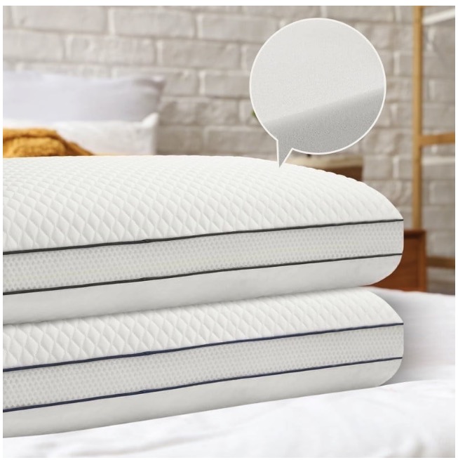 JUSTLET Memory Foam Pillows Set of 2,Cooling Pillows for Back,Side,Stomach Sleepers,Removable and Washable Cover,Neck & Shoulder Support,27.56x15.75x5.51 Inch