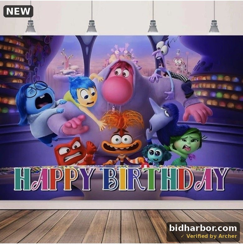 Inside Out Happy Birthday Anime Cartoon Theme Backdrops Banner Birthday Party Decor Supplies,5.9x3.6ft