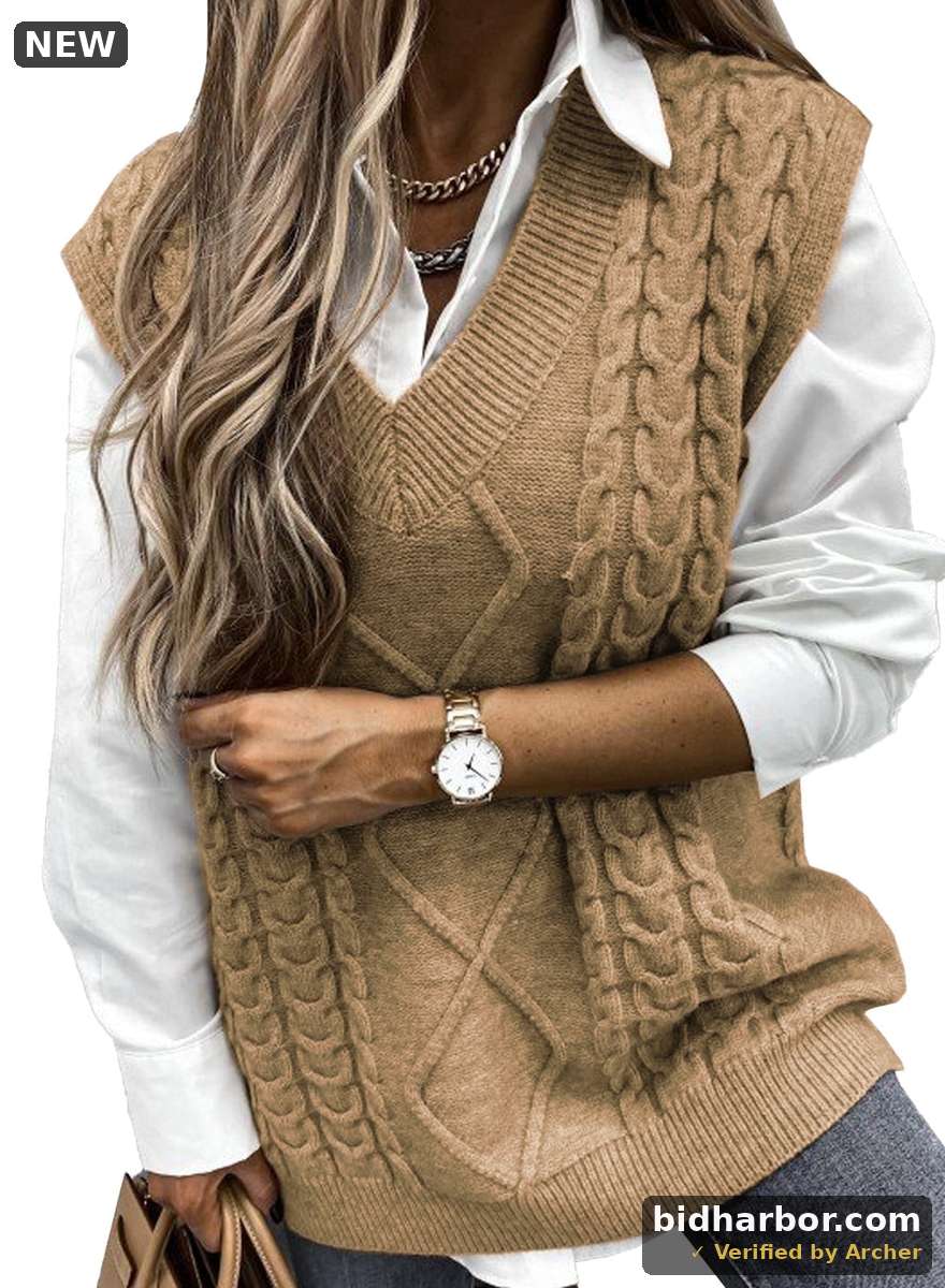 DOKOTOO Womens Trendy V Neck Sweater Vest Sleeveless Knitted Tank Top for Women — Size Small