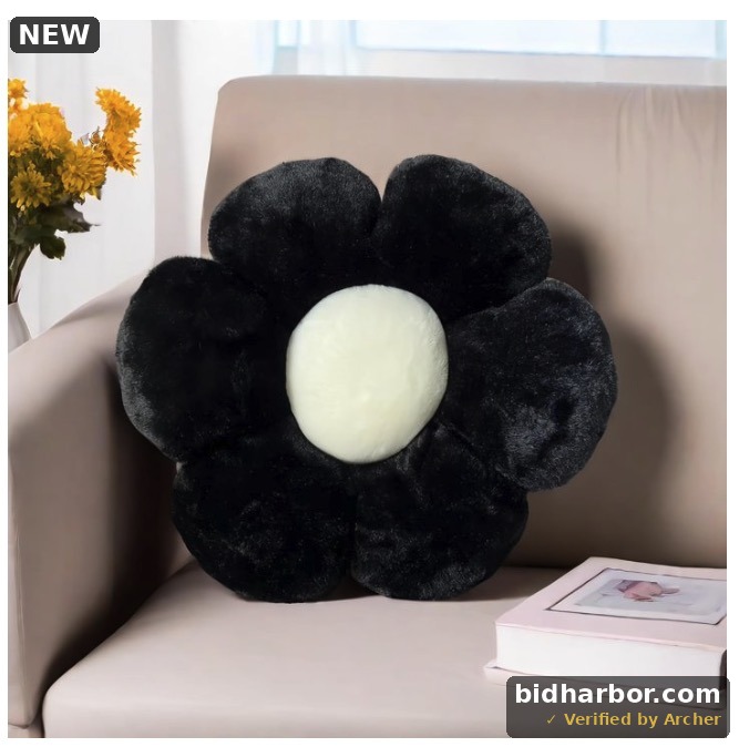 COOKCOK Daisy Flower Throw Pillows, Set of 2, 15 in Plush Floor Cushions