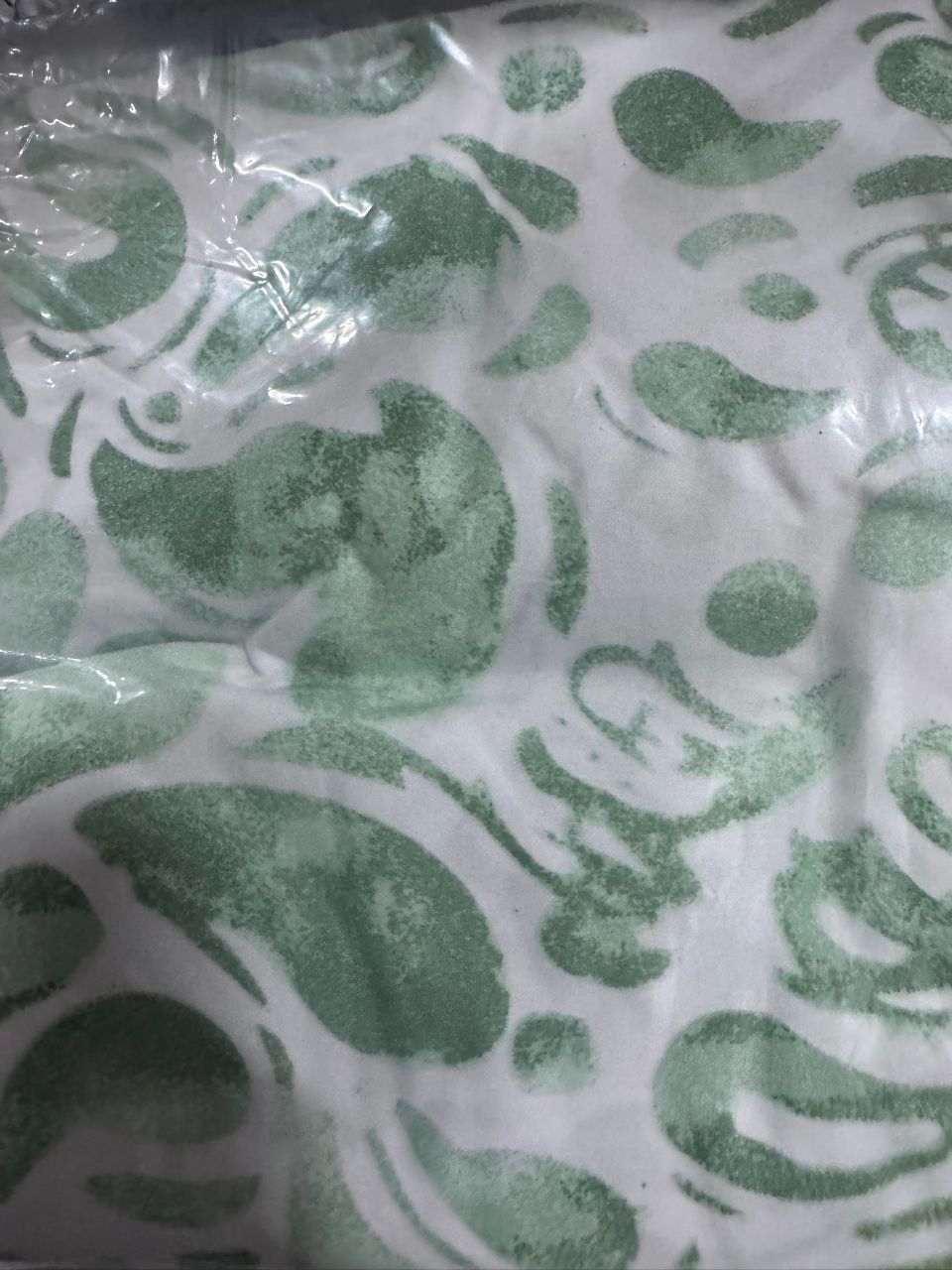 JUSTLET Duvet Cover Set, Flocked Green Petals Print on White