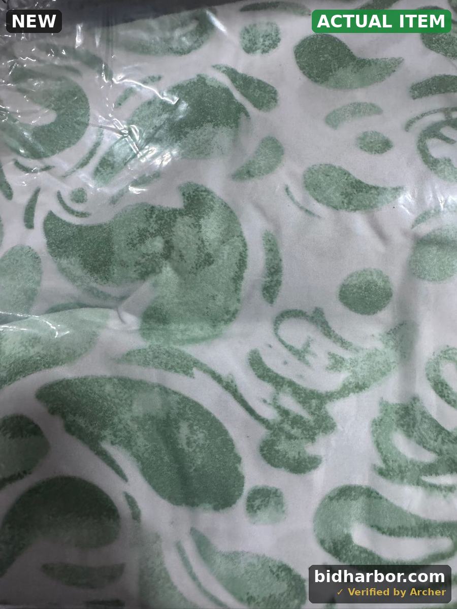 JUSTLET Duvet Cover Set, Flocked Green Petals Print on White