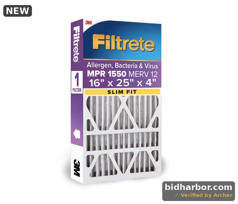 Filtrete 16 x 25 x 4 (slim fit) MERV 12 1550 MPR Slim Allergen, Bacteria and Virus Electrostatic Pleated Air Filter