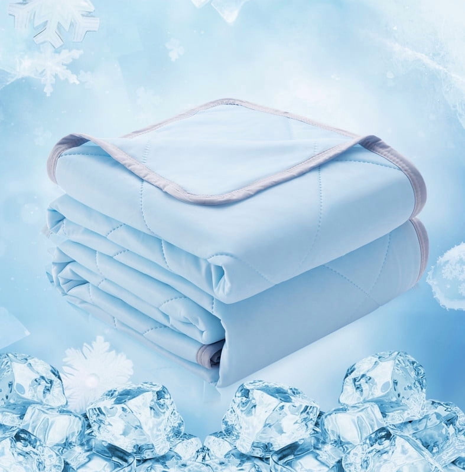 Cooling Comforter King Size, Double-Sided Cooling Tech Fabric Blanket for Hot Sleepers and Night Sweats, All-Season Breathable Lightweight Comforter, Light Blue