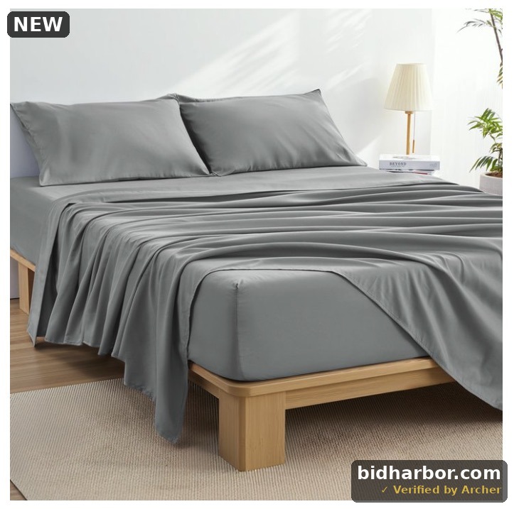 JUSTLET King Size 4 Pieces Soft Bedding Sheet Set Includes 1 Flat Sheet, 1 Fitted Sheet, 2 Pillow Cases, Breathable Cooling Beddiing with Extra Deep Pocket, Light Grey