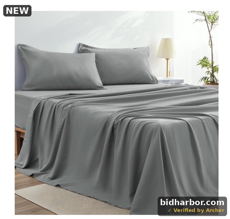 JUSTLET Full Size 4 Pieces Soft Bedding Sheet Set Includes 1 Flat Sheet, 1 Fitted Sheet, 2 Pillow Cases, Breathable Cooling Beddiing with Extra Deep Pocket, Light Grey